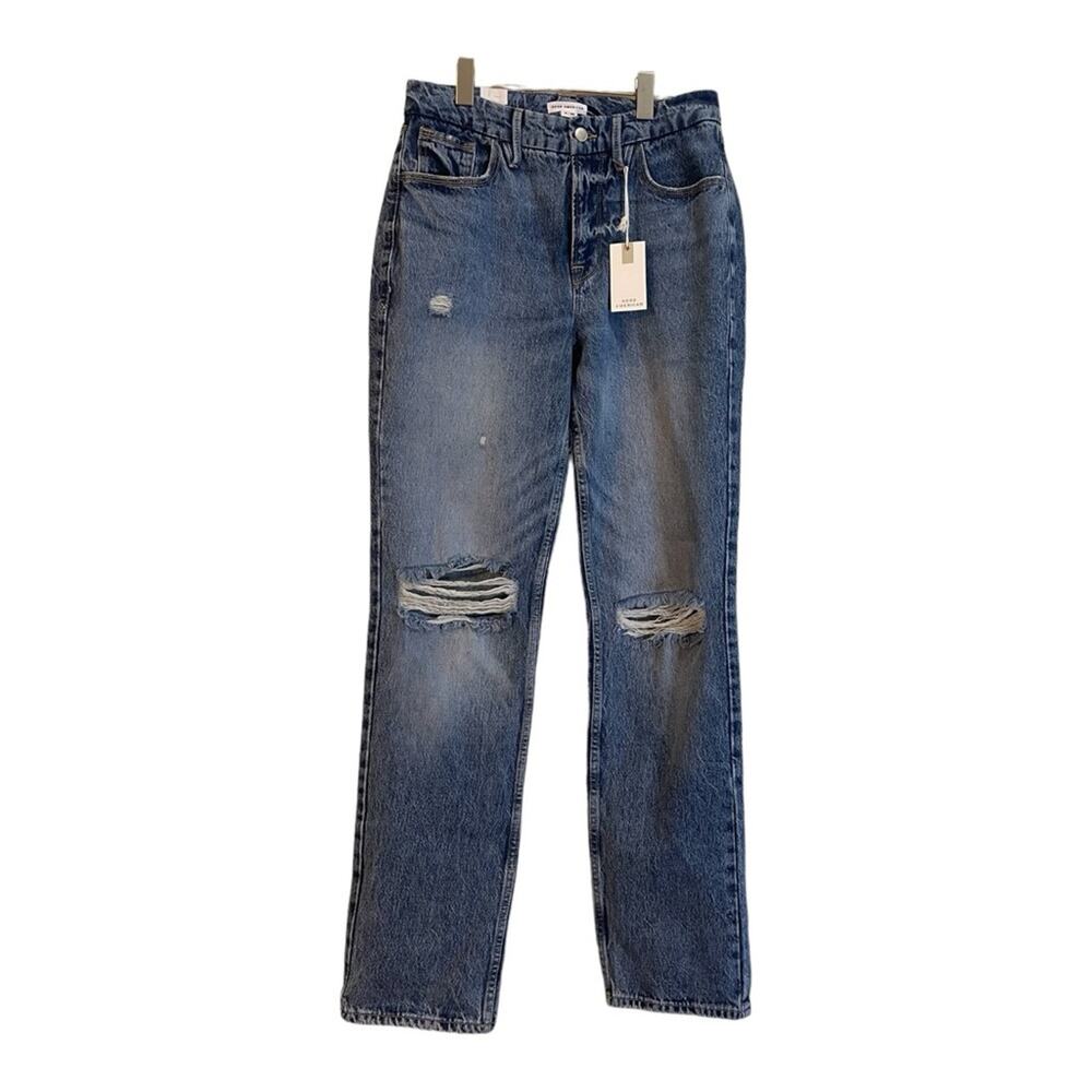 NEW Good American Distressed Blue Jeans Women's Size 6 / 28 NWT